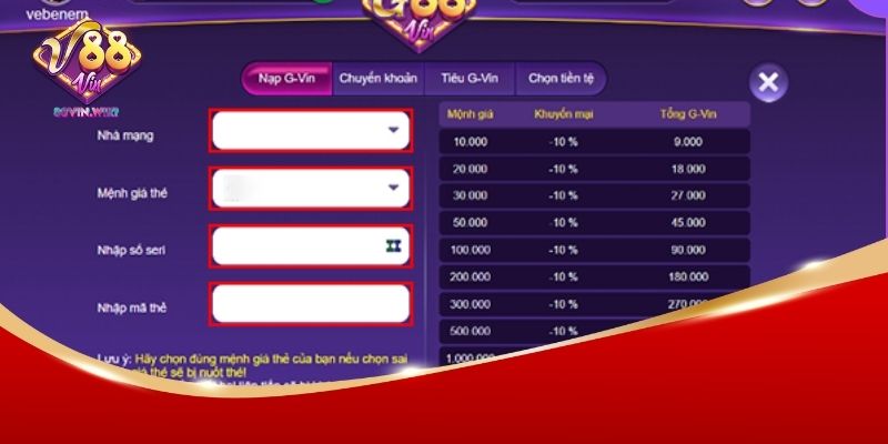 Các bước nạp tiền 88Vin an toàn và nhanh chóng